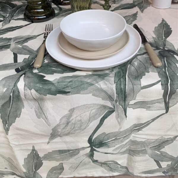 Tovaglia collezione FEUILLES grigio verde 260x160 cm Cote Table
